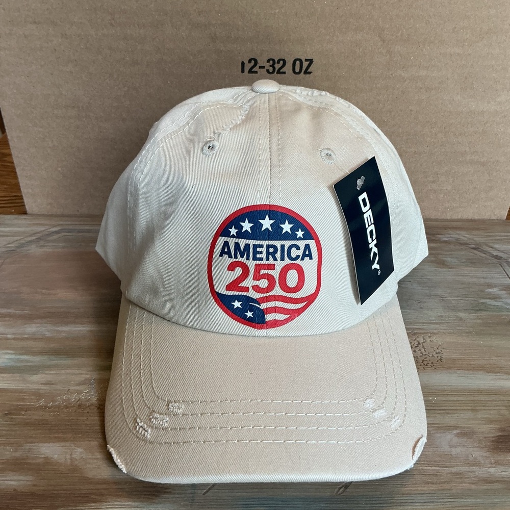 America 250 distressed tan Decky Dad Hat